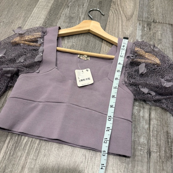 Free People Flutter By Butterfly Lilac Crop Top - Picture 6 of 12